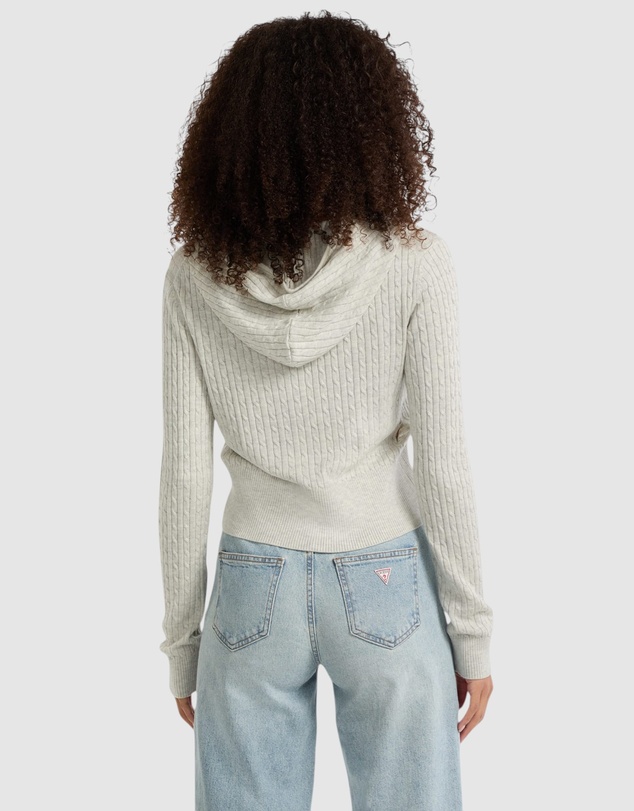 GUESS - GUESS JEANS Cable-Knit Hooded Cardigan