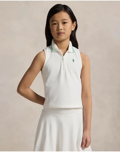 Polo Ralph Lauren - Stretch Mesh Half-Zip Boxy Polo Shirt - ICONIC EXCLUSIVE - Kids-Teens