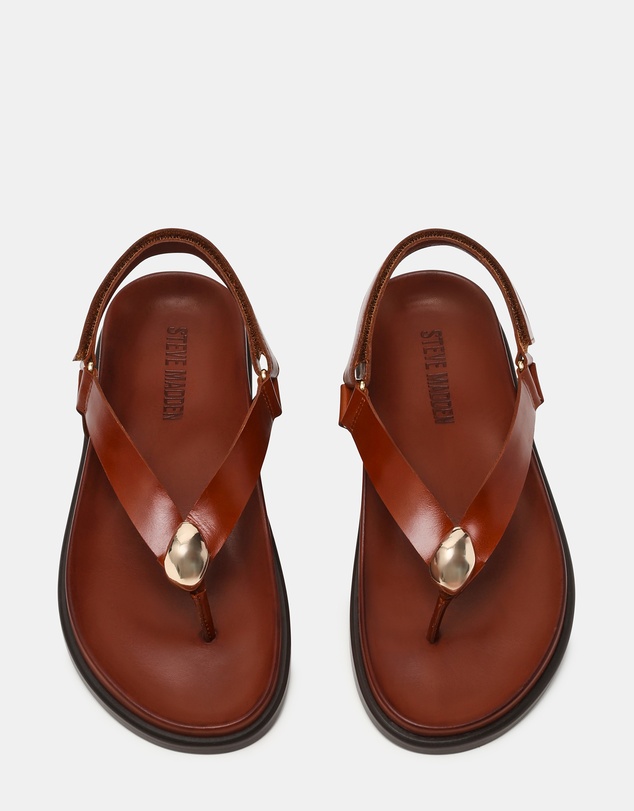 Steve Madden - Elvia Brown Leather Sandals