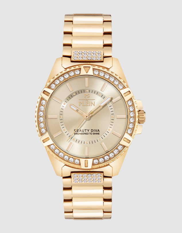 Plein Sport - Plein Sport Beauty Diva 40mm Champagne Dial Gold-Tone Stainless Steel Bracelet Watch