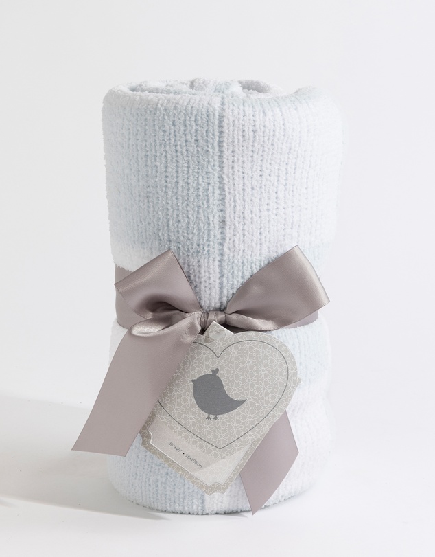 Living Textiles - Chenille Blanket - Checkered Blue