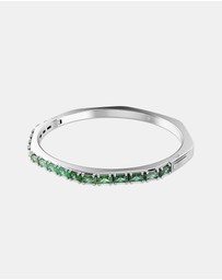 Swarovski - Matrix Bangle, Baguette Cut, Octagon Shape, Green, Rhodium-Plated