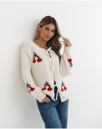 Esther & Co - Jaya Cardigan - Cream Print