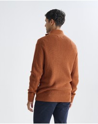 3 Wise Men - 3 Wise Men Frost Zip Neck Wool Blend Knit - Bronze