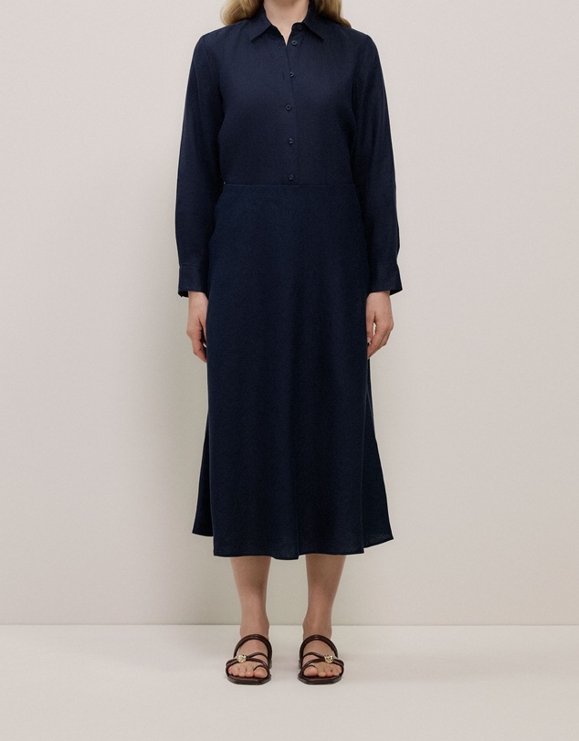 Trenery - Linen Bias Slip Skirt in Night Sky