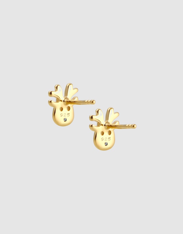 Elli Jewelry - Crystal Deer Kids Stud Earrings in Gold-Plated 925 Silver