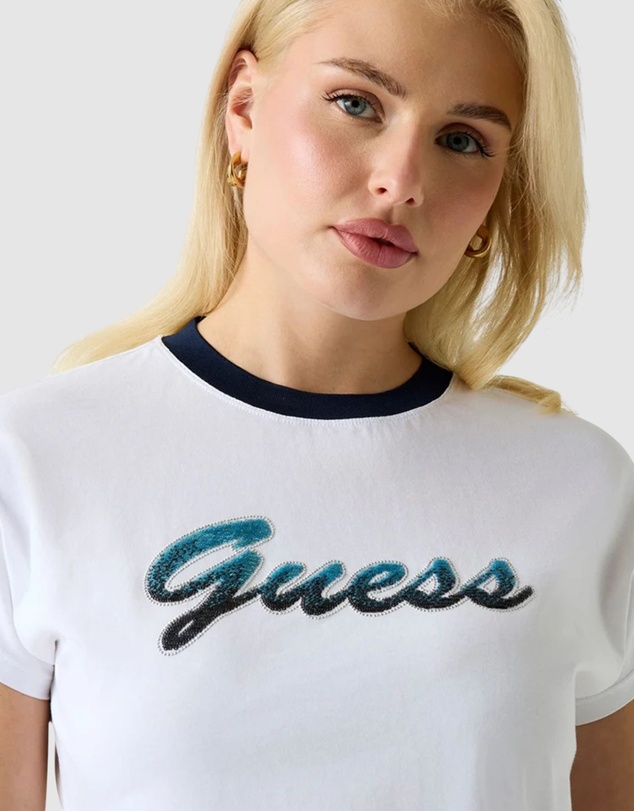 GUESS - Short Sleeve Script Crop Tee