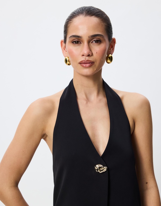 Tussah - Antonia Gold Trim Button Halter Vest