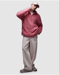Topman - Fluffy Knitted Quarter Zip Jumper