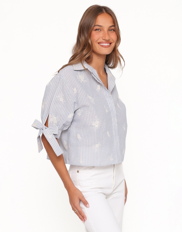Petal & Pup - Floriana Tie Sleeve Shirt - Blue Stripe