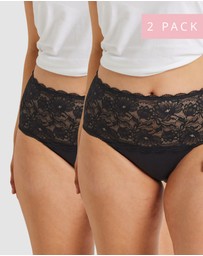 Kayser - 2 Pack Daily Essentials Cotton & Floral Lace Full Brief (465 )