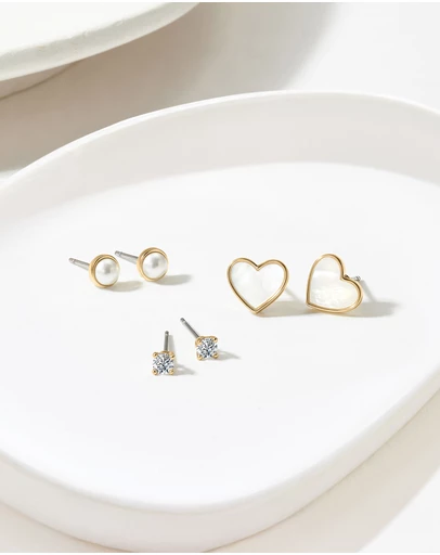 Mestige - Starlight Trio Earrings Set - 18K Gold Plated