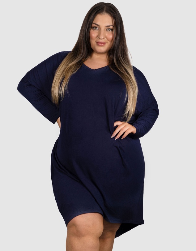 B Free Intimate Apparel - Plus Size Bamboo Long Sleeve Tunic Dress