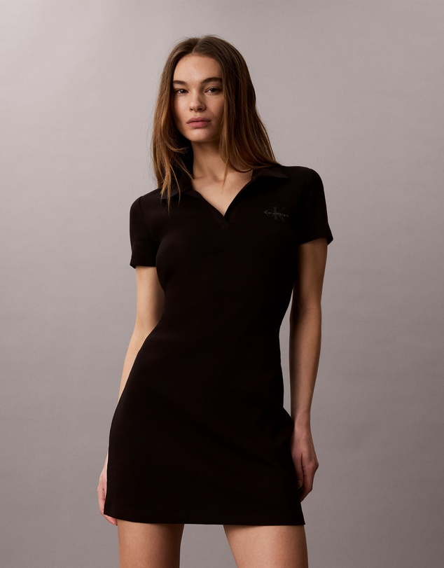 Calvin Klein Jeans - Monologo Ribbed Polo Dress