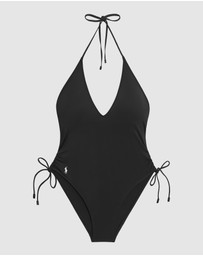 Polo Ralph Lauren - Signature Solids Plunge Low Back Halter Swimsuit