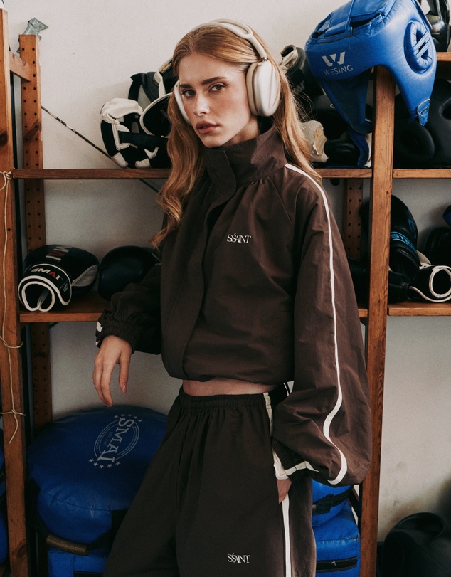 SSAINT - Fight Night Zip Windbreaker - Brown & Cream