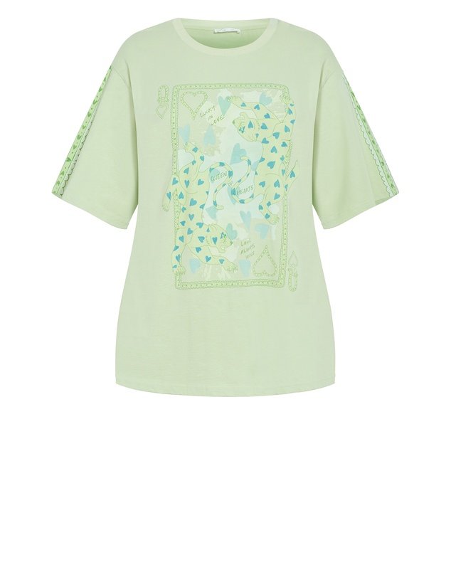 City Chic - Plus size Queen Of Hearts Oversized Tee - lime