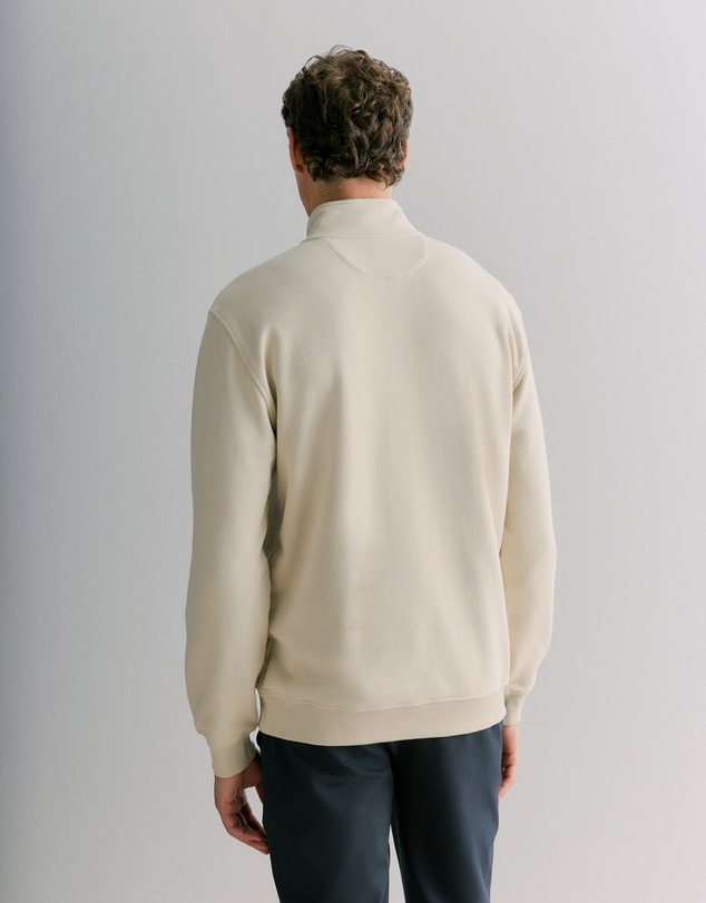 Trenery - Button Neck Monogram Sweat in Fawn