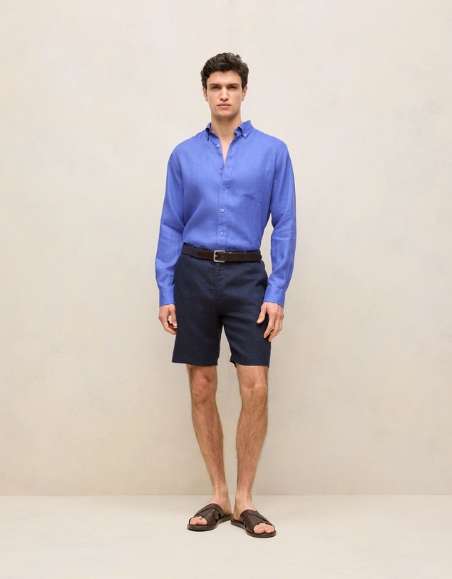 Trenery - Linen Tailored Relaxed Short in Navy