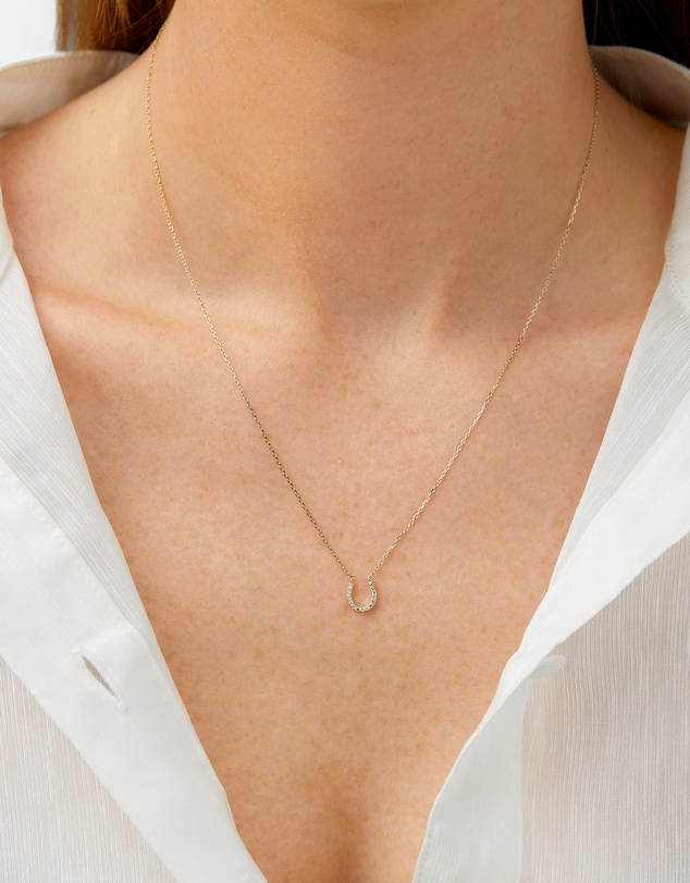 Michael Hill - Horseshoe Necklace with 0.10 Carat TW of Diamonds in 10kt Yellow Gold