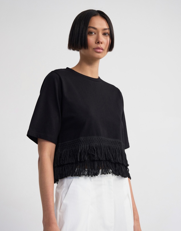 Oxford - Bria Cotton Fringe Trim T-Shirt