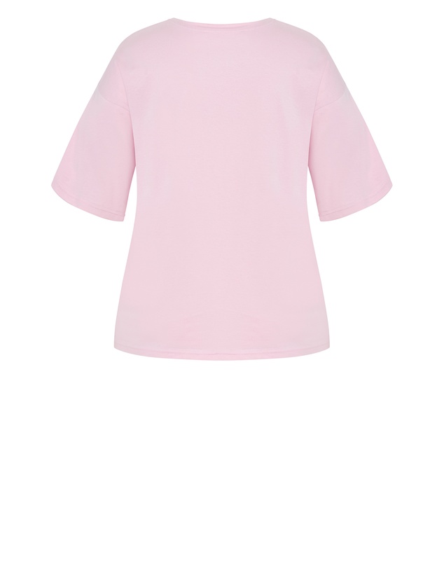 City Chic - Plus size Oversized Margarita Print Tee - pink