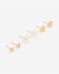 Lovisa - Waterproof Gold Plated Stainless Steel Garden Party Earrings 3-Pack