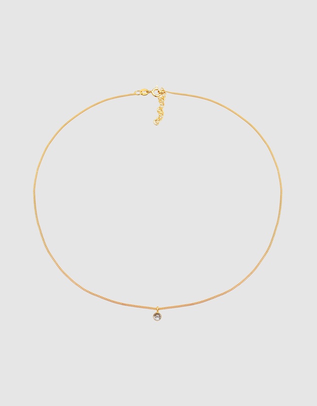 Elli Jewelry - Necklace Choker with Tourmaline Quartz Solitaire in 925 Sterling Silver gold plated