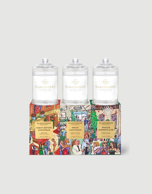 Glasshouse Fragrances - Christmas Candle Trio 3 x 60g Soy Candles