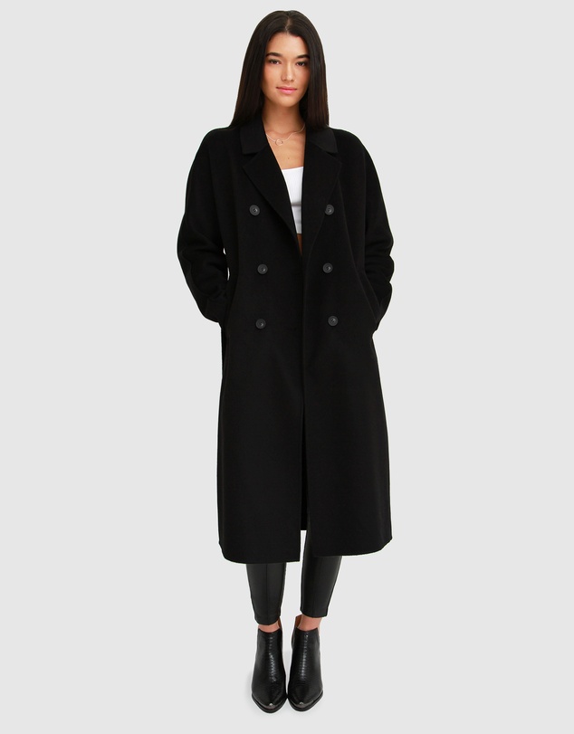 Belle & Bloom - Boss Girl Double-Breasted Lined Wool Coat