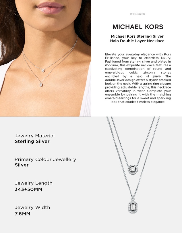 Michael Kors - Premium Silver Tone Pendant Necklace