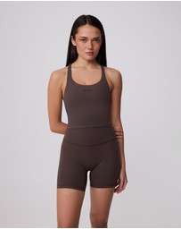 Upstate - Air Sculpt Strappy Sports Tank - Ground Coffee