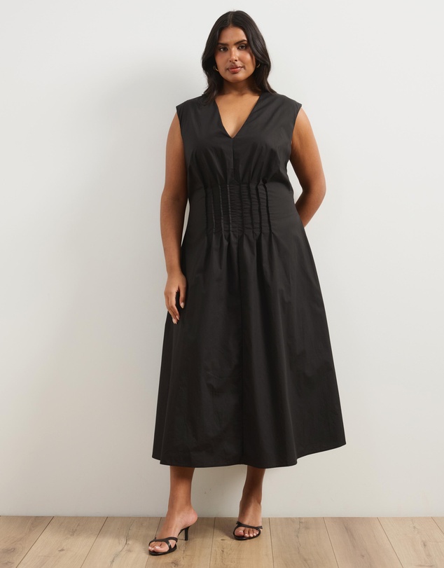 Atmos&Here Curvy - Lara Pintuck Midi Dress