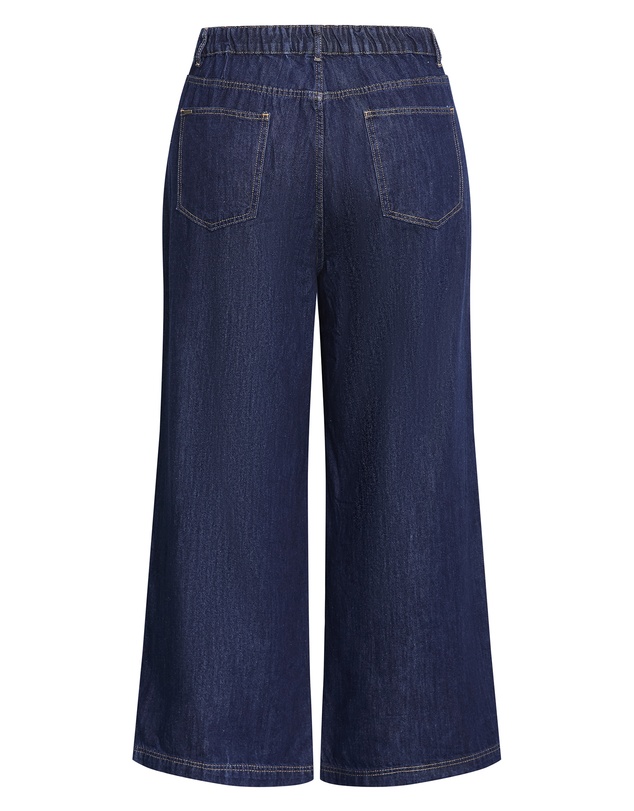 City Chic - Plus size Harley Fit Lucia Wide Leg Short Jean - dark wash
