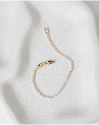 The White Collection - Olive - Minimal Round Stone Gold Tennis Bracelet