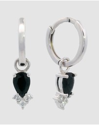 Georgini - GEORGINI MIDNIGHT VELVET ASTERIA HOOP EARRINGS BLACK AND SILVER