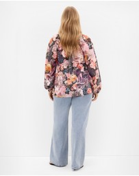 City Chic - Plus size Thea Bloom Print Shirt - rose