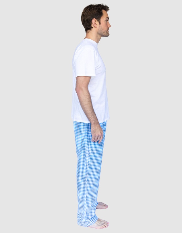 Sant And Abel - Men's Hepburn Gingham Light Blue PJ Pants
