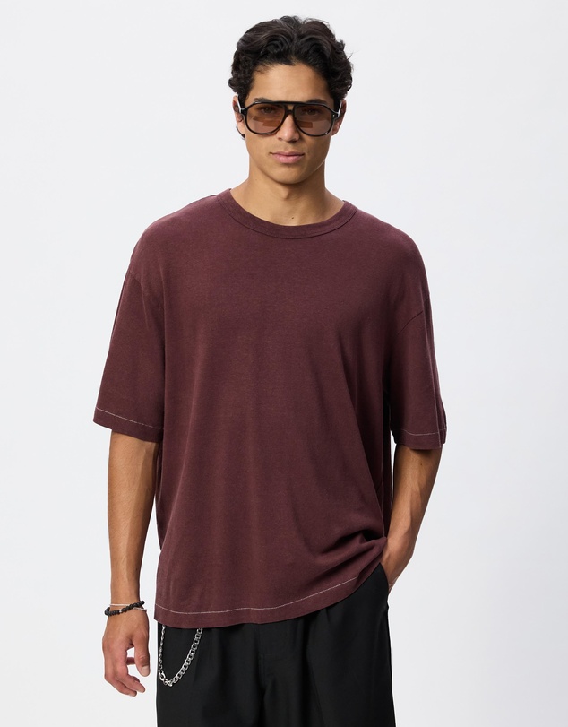 Thrills - Hemp Thrills Contrast Stitch Box Fit Oversize Cropped Tee