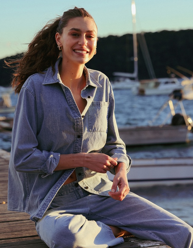 IDA+S - Lara Light Denim Button Down Top