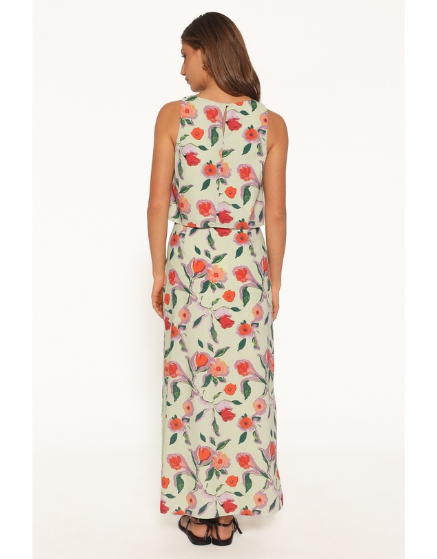 Petal & Pup - Madison Linen Column Skirt - Green Painted Floral