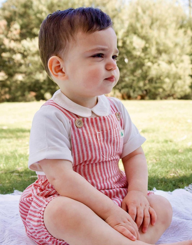 Purebaby - Christmas Striped Overall Set -Kids-Babies