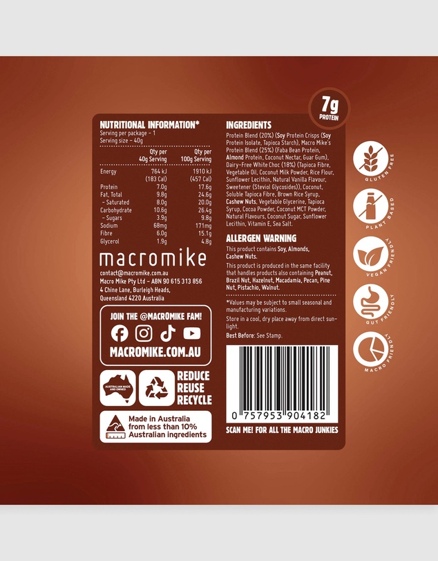 Macro Mike - Choc Coconut Lamington Protein Indulgence Ball - 12x40g