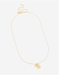 Lovisa - Waterproof Gold Plated Stainless Steel Square & Butterfly Pendant Necklace