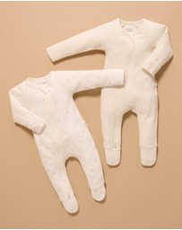 Purebaby - 2 Pack Zip Growsuit-Babies