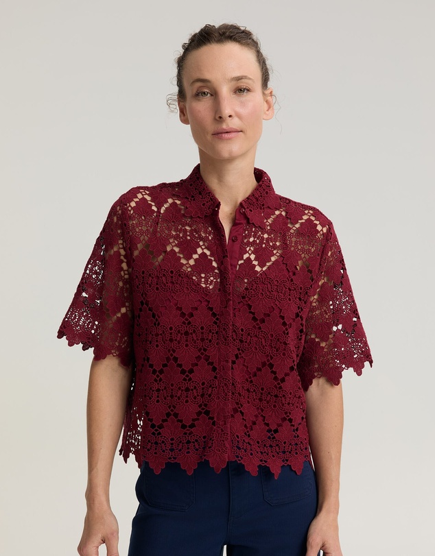 Sportscraft - Ariana Lace Cropped Shirt