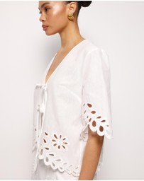 AERE - Adria Broderie Tie Front Top