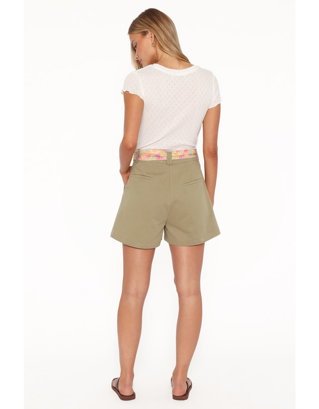 Petal & Pup - Davey Scarf Tie Shorts - Olive Green