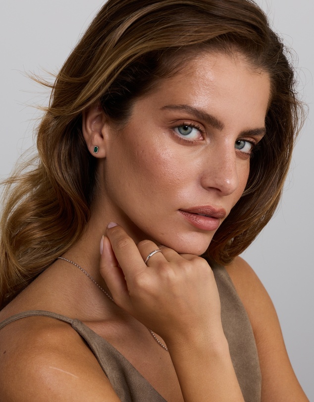 Michael Hill - Emerald-Cut Created Emerald Stud Earrings in Sterling Silver