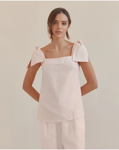 Amelius - Mavie Bow Linen Top
